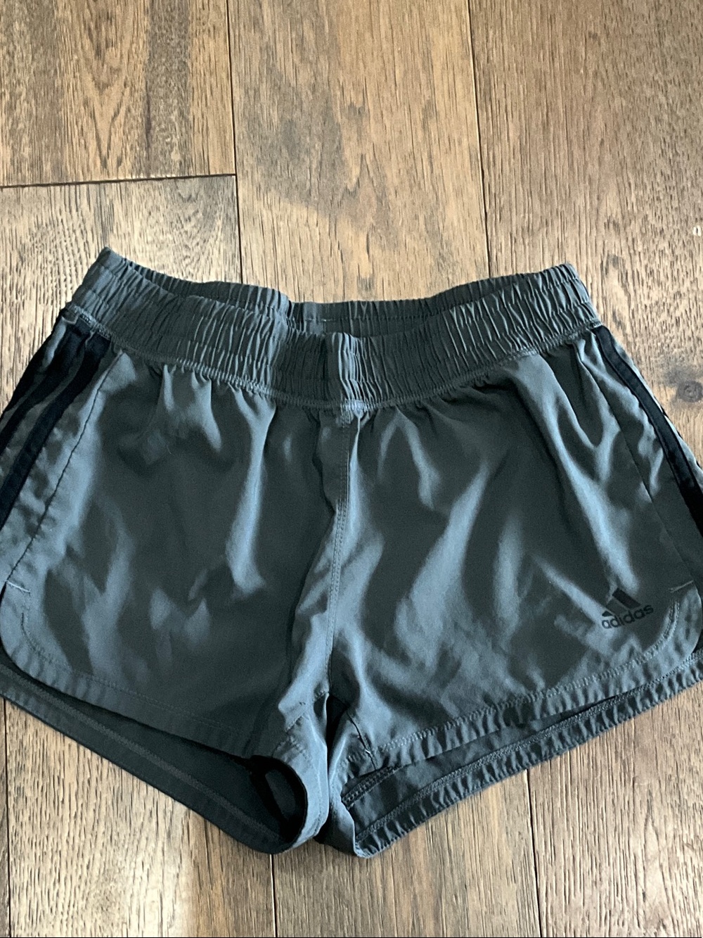 adidas Women's Charcoal Athletic Running Shorts with Side Stripes